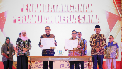 PT Adi Graha Wira Jatim dan PT Kaltim Melati Bhakti Satya Teken MoU Dalam Misi Dagang Jatim-Kaltim 2025